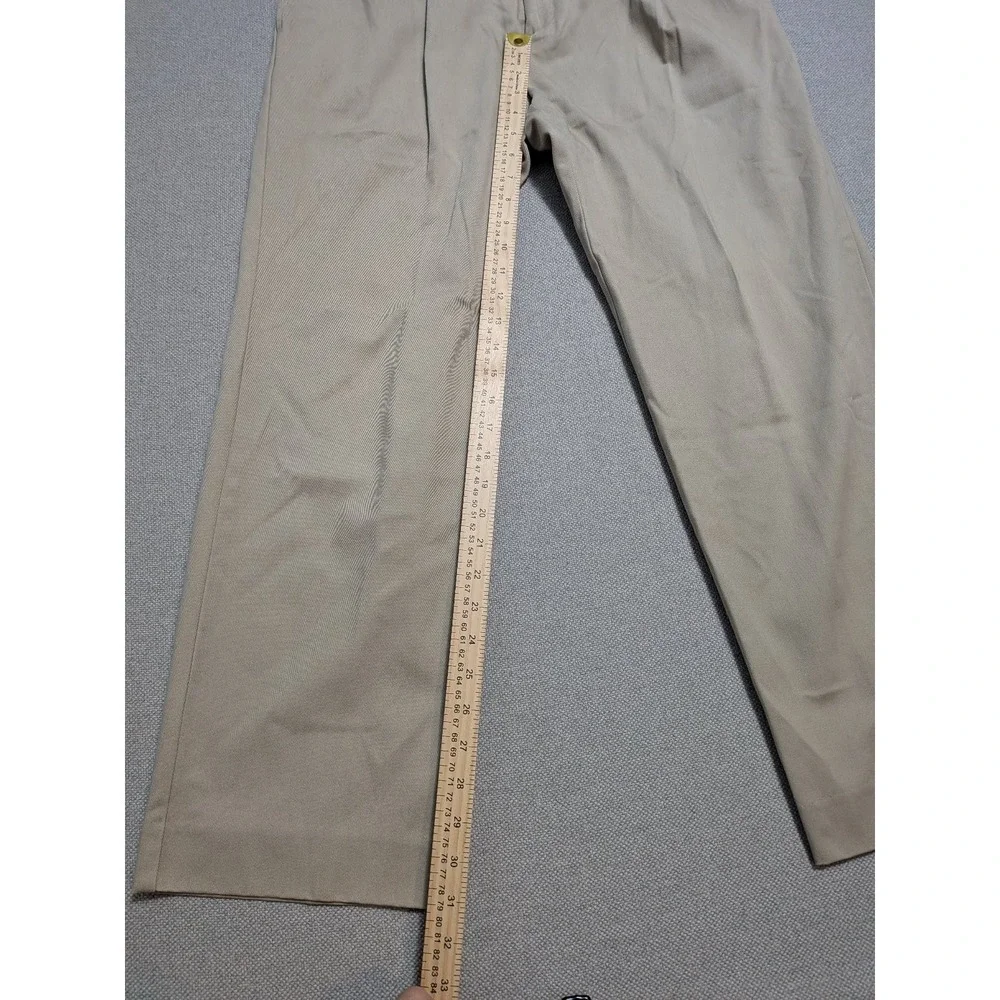 Eddie Bauer Mens Pants Beige 33x30 Twill Breathable Pockets Classic Pleated 100%